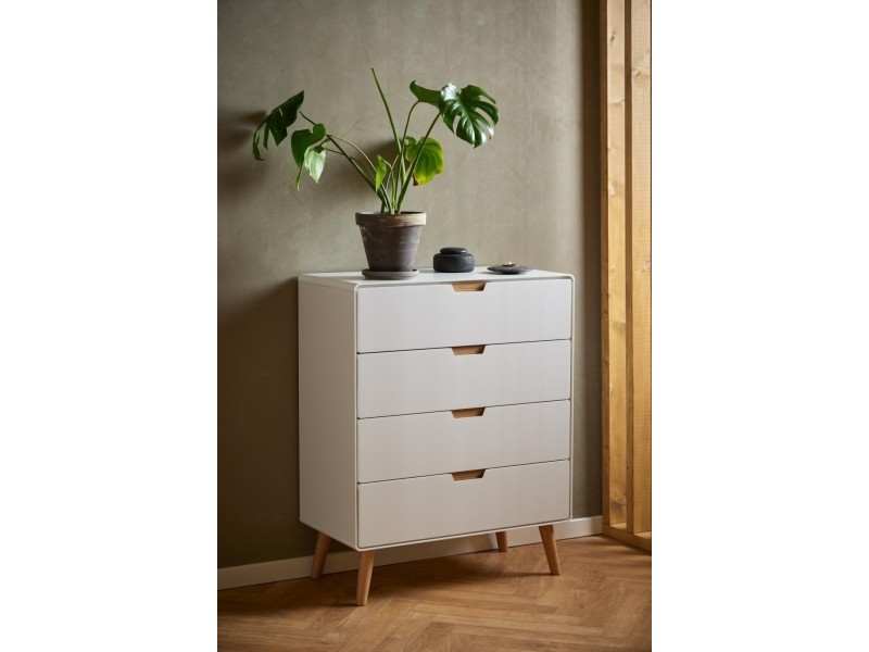 Komoda Lowell z 4 szufladami biała - ACTONA